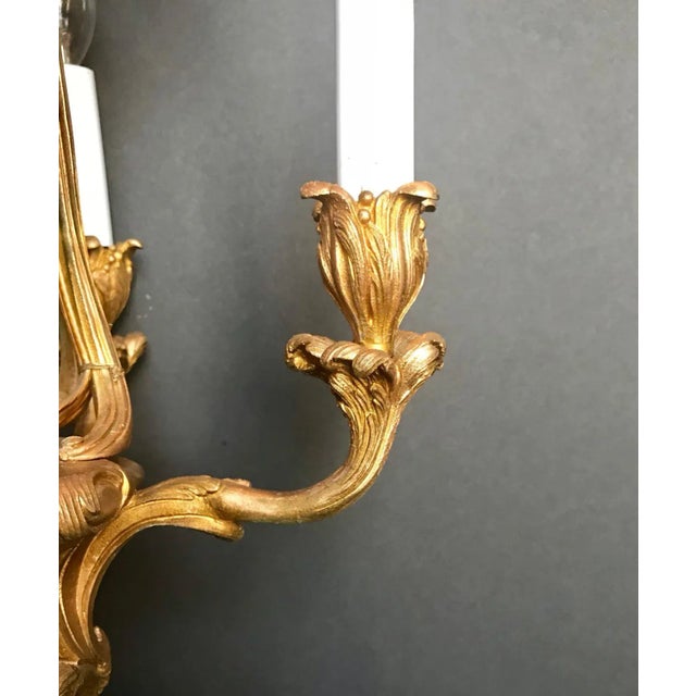 Late 19th Century Late 19th Century French Gilt Bronze Six-Arm Louis XV Style Chandelier, Unwired For Sale - Image 5 of 13