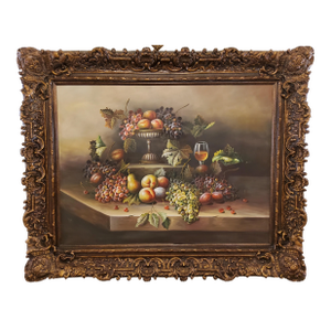 1990s Fruit Painting Still Life Unknown Artist - Framed