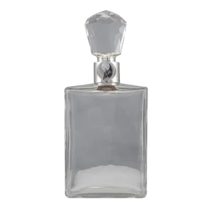 20th Century English Solid Silver & Glass Spirit Decanter with Lock & Key, 1930s
