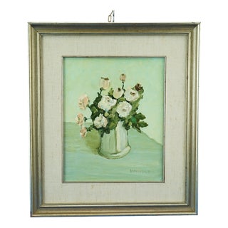Mario Domenicale, Still Life with Vase of Flowers, 20th Century, Oil on Canvas For Sale