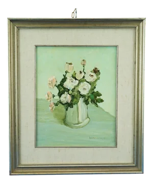 Mario Domenicale, Still Life with Vase of Flowers, 20th Century, Oil on Canvas