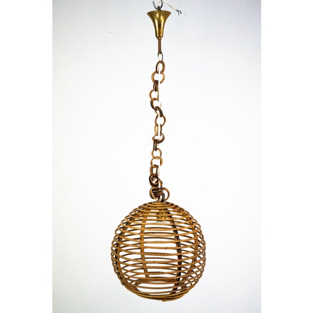 Vintage Italian Bamboo Sphere Chandelier, 1950s For Sale - Image 10 of 13