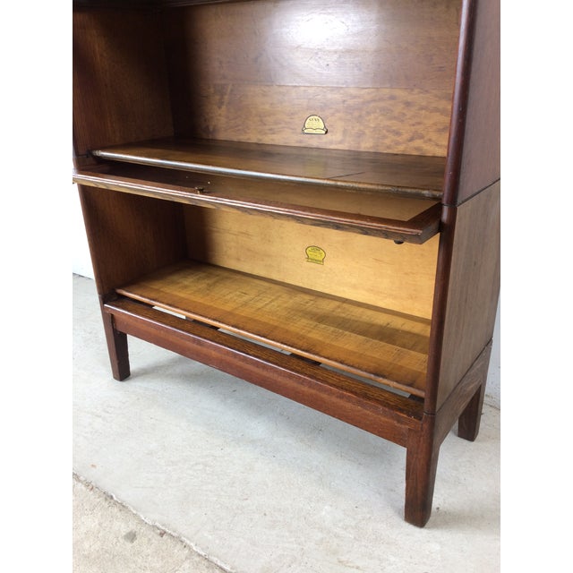 Antique Oak Four Stack Barrister Bookcase With Original Brass Hardware For Sale - Image 14 of 18