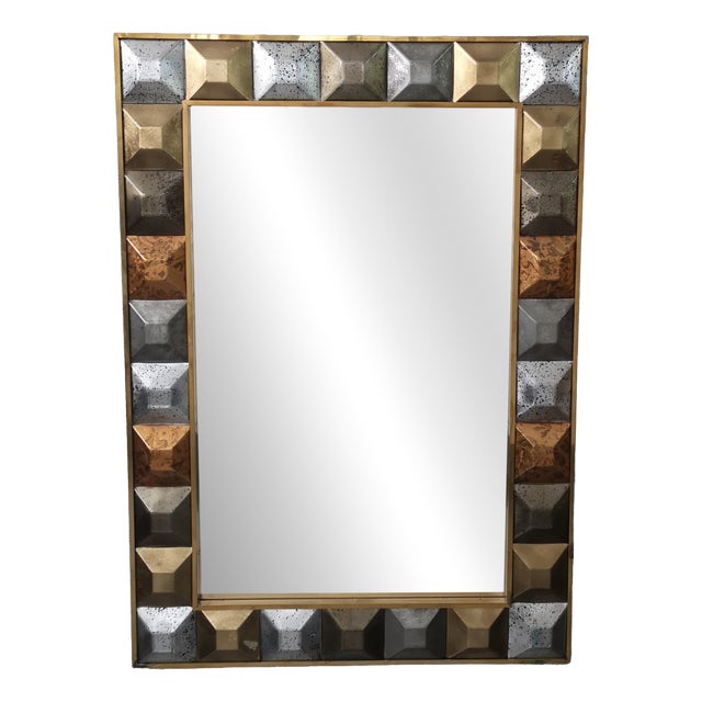 Mid-Century Italian Murano Glass and Brass Mirror, 2000 For Sale