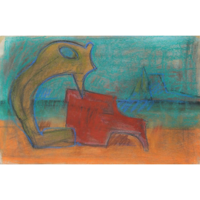 Abstract Dave Fox Modernist Abstract Drawing in Pastel, 1960s For Sale - Image 3 of 3