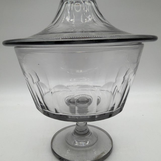 Farmhouse Antique Blown & Cut Flint Glass Covered Compote, Probably Pittsburgh, Circa 1840s For Sale - Image 3 of 18