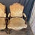 Elegant set of four French Louis XV armchairs with gracefully carved wood frames and luxurious gold beige cut velvet...