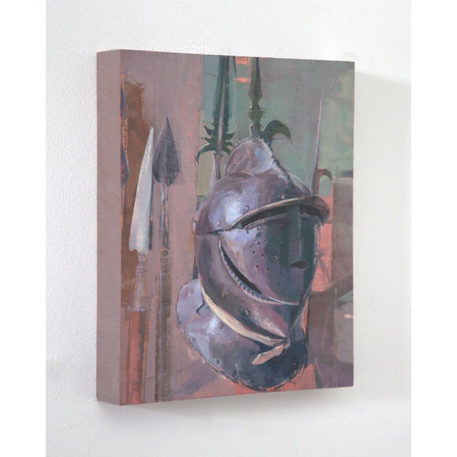 Italian Fleer by Elena Burykina | Oil on panel Helmet and spears on display For Sale - Image 3 of 5