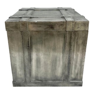 1970's Silver Cube Trunk Side Table Made by Alfonso Retana For Sale