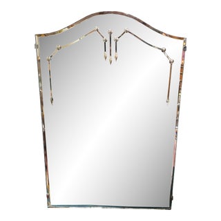 Antique Etched Glass Frameless Beveled Mirror For Sale