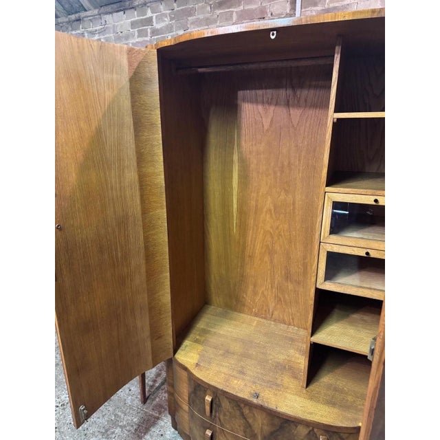 Vintage Art Deco Walnut Wardrobe, 1930s For Sale - Image 11 of 18