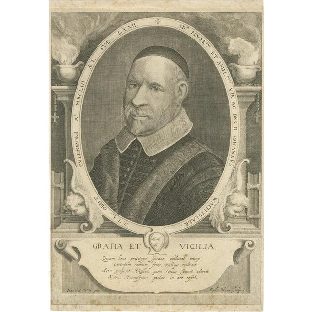 Frederick Bloemaert, Dutch Baroque Portrait of Theologian Johannes Wachtelaar Utrecht, 1653, Print For Sale - Image 10 of 10