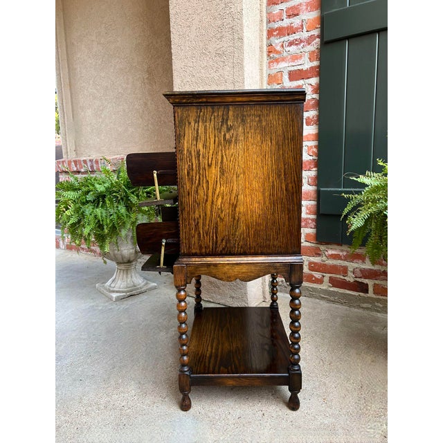 Antique English Music Cabinet Office File Jacobean Petite End Table Tiger Oak For Sale - Image 9 of 12