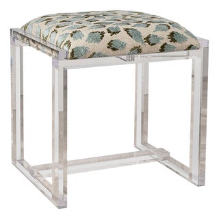 Glencoe Ocelot Celadon Lucite Bench For Sale