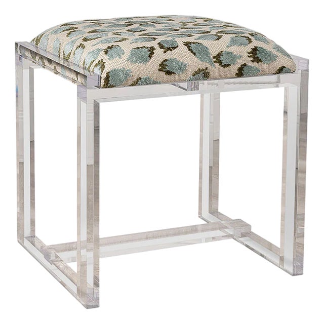 Glencoe Ocelot Celadon Lucite Bench For Sale