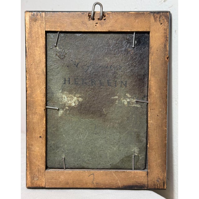 Antique 18th Century Johann Andreas Herrlein Mini Oil Painting Portrait on Board For Sale - Image 9 of 11