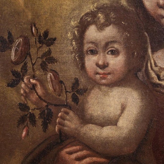 Italian Artist, Madonna and Child, 17th Century, Oil Painting on Canvas, Framed For Sale - Image 9 of 16