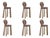 Mary II Bar Chairs in Wood by Ottiu, Set of 6 For Sale