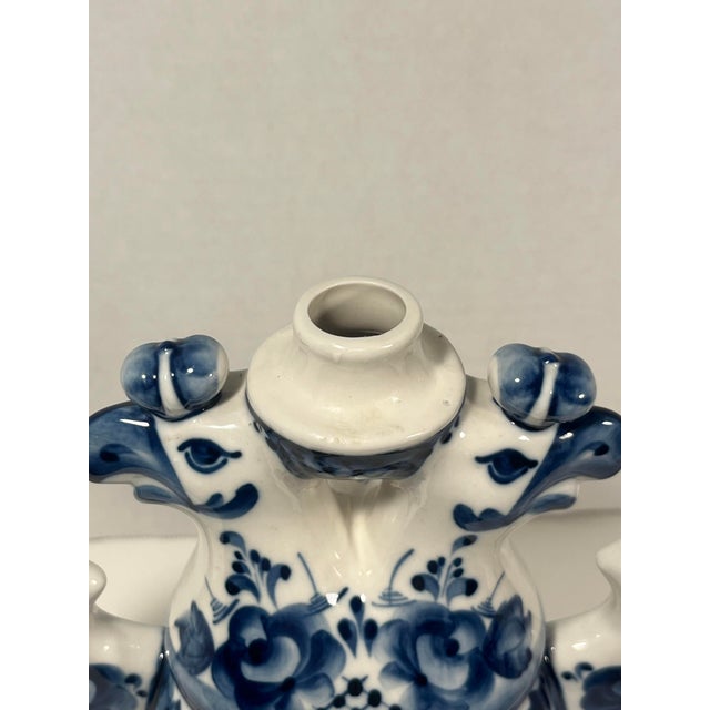 Vintage Gzhel Porcelain of Russia Coat of Arm Double Headed Eagle Hand Painted Decanter For Sale - Image 4 of 7