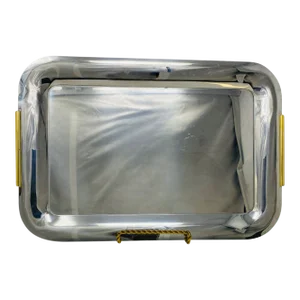 Vintage Summit 18/10 Stainless Steel Tray With Gold Handles Made in Italy