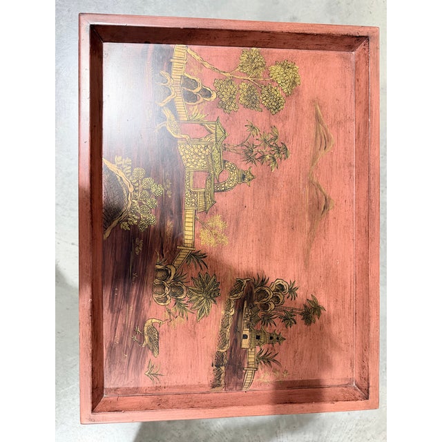 Late 20th Century Late 20th Century Decorative Japanned Chinoiserie Tray Side Tables For Sale - Image 5 of 9
