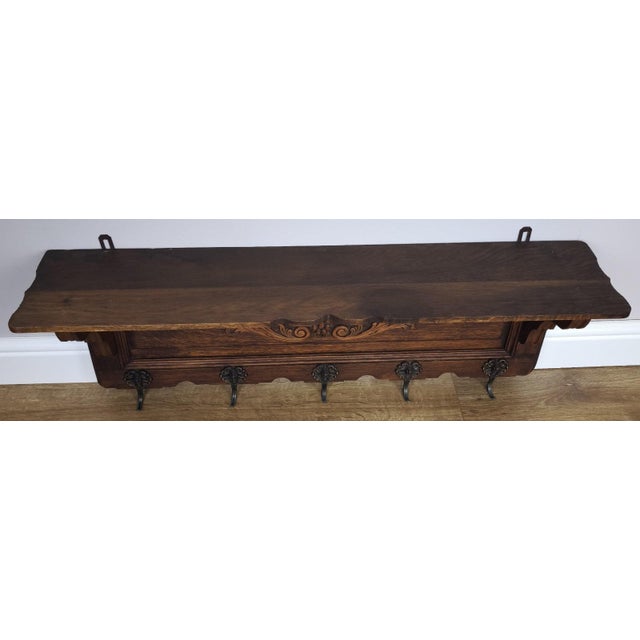 Brown Vintage French Coat Rack in Oak For Sale - Image 8 of 9