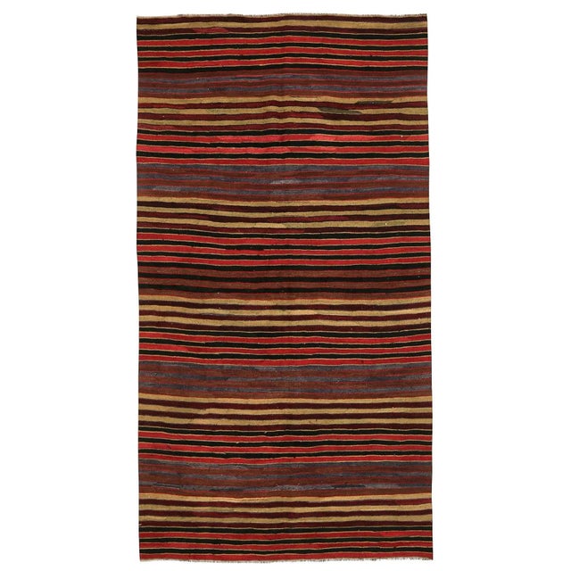 Mid 20th Century Striped Vintage Turkish Kilim Rug For Sale In Los Angeles - Image 6 of 6
