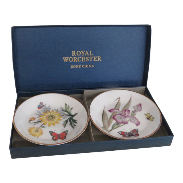 Royal Worcester England Bone China Pair of 2 Trinket Dishes Boxed Gift Set 4990b For Sale