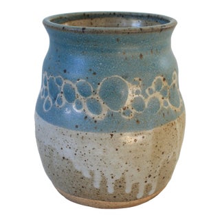 Vintage Studio Art Drip Glaze Pottery Vessel or Vase For Sale