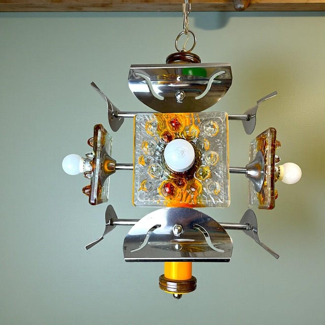 Mid-Century Modern Mid-Century Modern Four-Light Murano Glass Chandelier, 1970s For Sale - Image 3 of 13