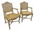 Louis XV Style Faux Painted Carved Caned Arm Chairs - a Pair For Sale
