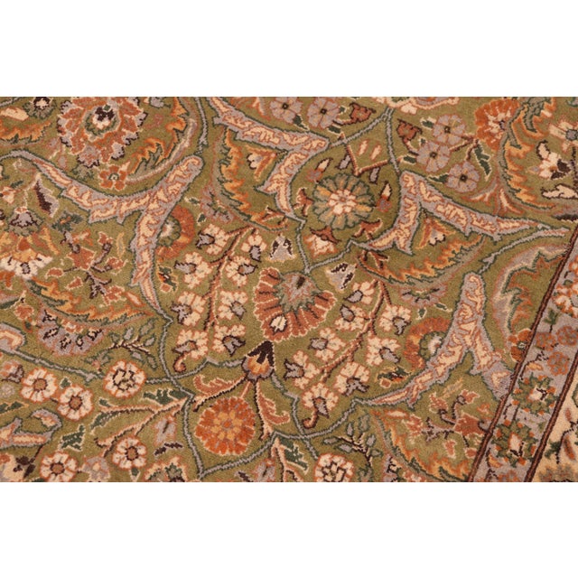 Shabby Chic Shabby Chic Floral 1990's Pak-Persian Green/Beige Wool Rug - 6'1'' X 8'6'' For Sale - Image 3 of 9