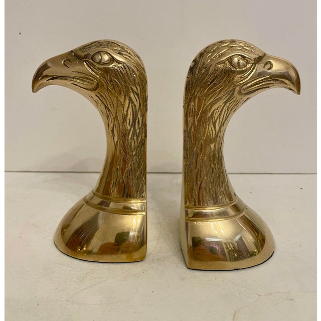 Mid 20th Century Pair of Vintage Brass Eagle Bookends For Sale - Image 5 of 7