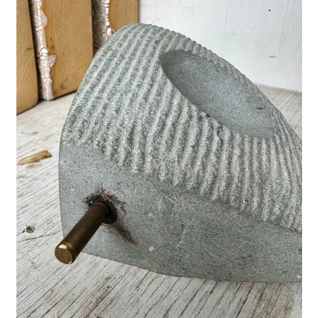 Vintage Modern Granite Brass and Wood Abstract Minimalist Sculpture For Sale In West Palm - Image 6 of 9