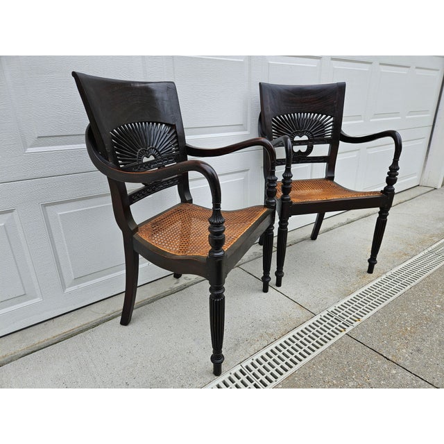 Anglo-Indian British Colonial Carved Armchairs For Sale - Image 4 of 15