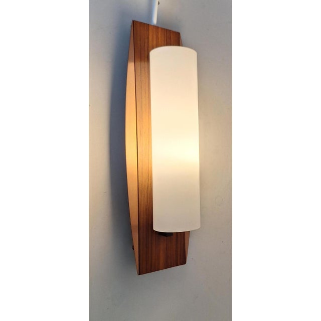Vintage Wall Lamp with Copper Frame and Teak, 1970s For Sale - Image 3 of 11
