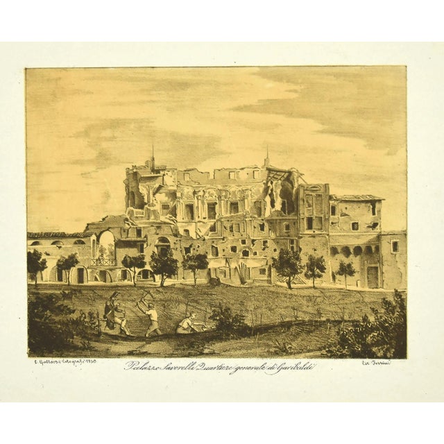 Giuseppe Ferrini, Palazzo Savorelli Headquarters Garibaldi, Lithograph For Sale