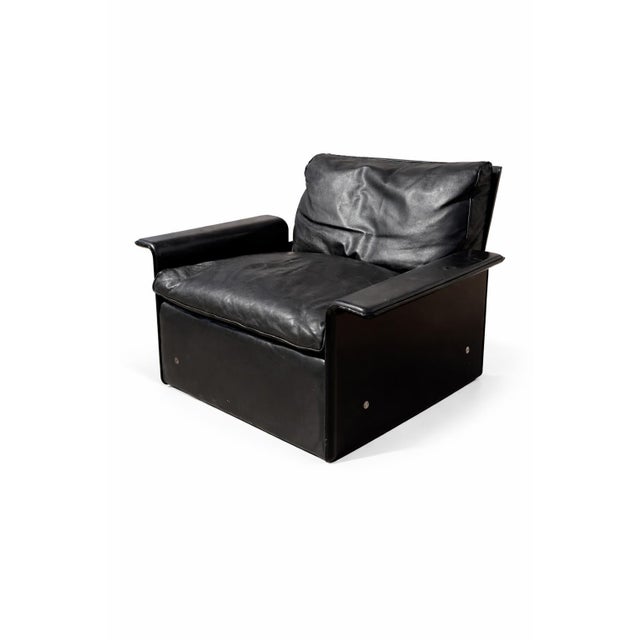 Animal Skin Model 620 Armchair in Black Leather by Dieter Rams for Vitsoe, 1970s For Sale - Image 7 of 7