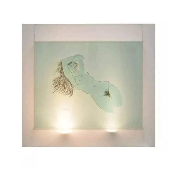 Large Eugene Massin Acrylic Lucite Nude Woman Wall Art Light Box Sculpture 45x51. This item features of a boxed acrylic...