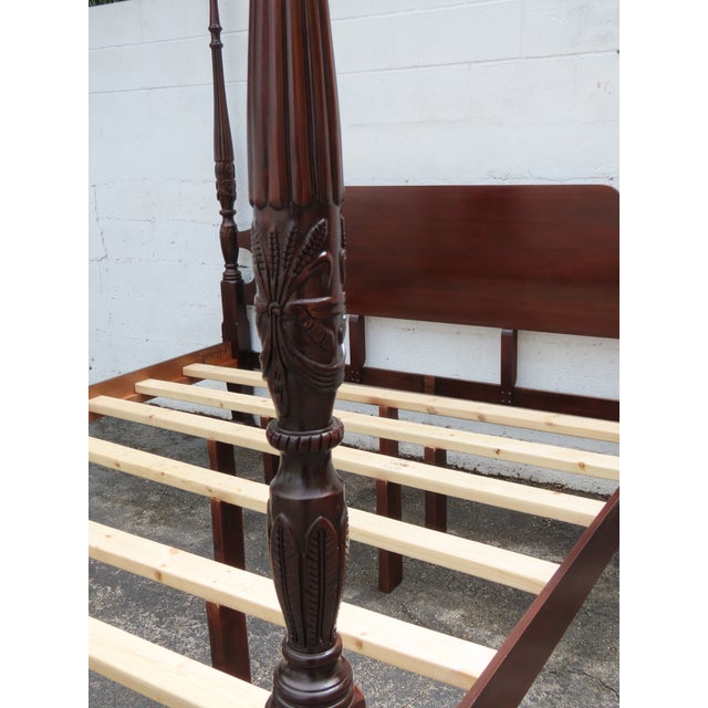 Carved Mahogany King Size Poster Bed 6366 For Sale In Miami - Image 6 of 18