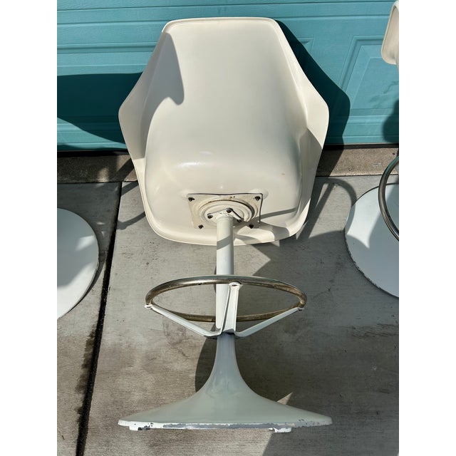 Mid-Century Fiberglass Tulip Swivel Chairs Barstools - A Pair For Sale In San Francisco - Image 6 of 11