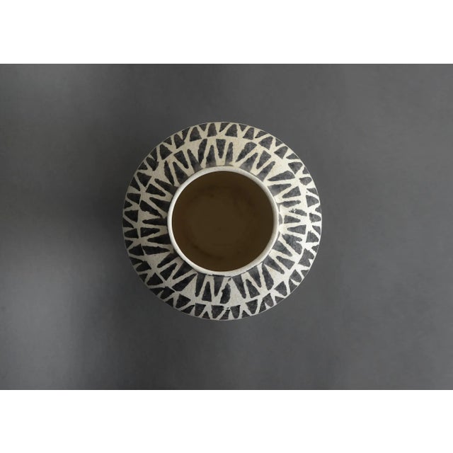 Mid Century Italian Black & White Abstract Pattern Ceramic Vase For Sale - Image 4 of 8