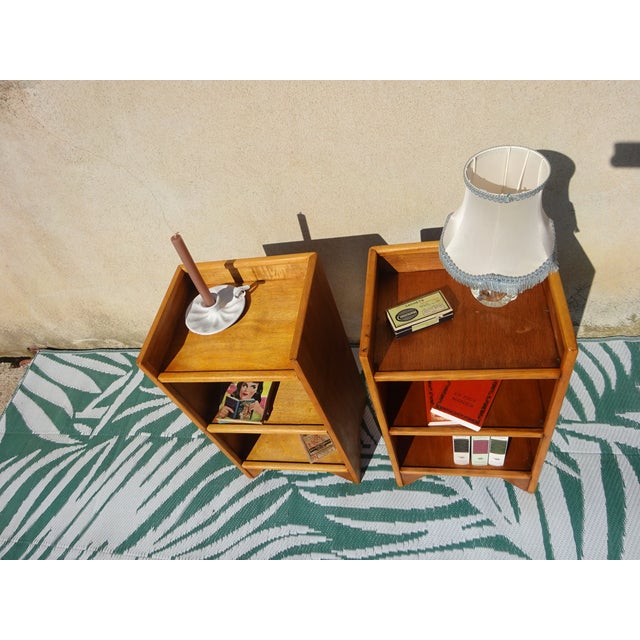 Contemporary Light Wood Bedside Tables with Top Edges, 1990s, Set of 2 For Sale - Image 3 of 18