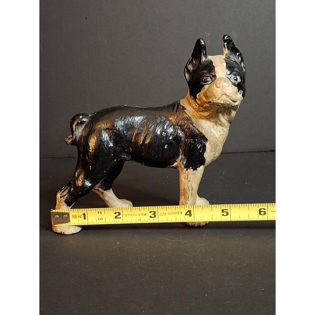 American Antique Vindex Toys Cast Iron Boston Terrier Still Bank 1931 Dog Coin Penny Bank For Sale - Image 3 of 15
