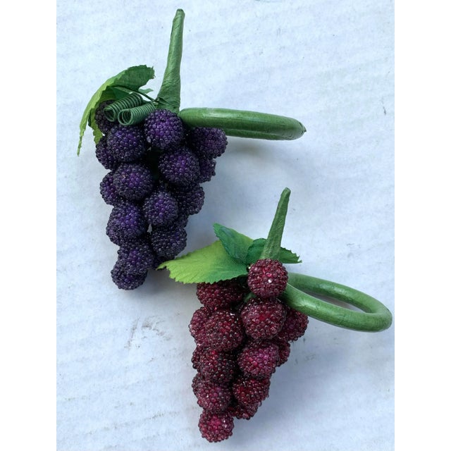 Early 21st Century Set 10 Napkin Rings Beaded Fruit Grapes For Sale - Image 5 of 6
