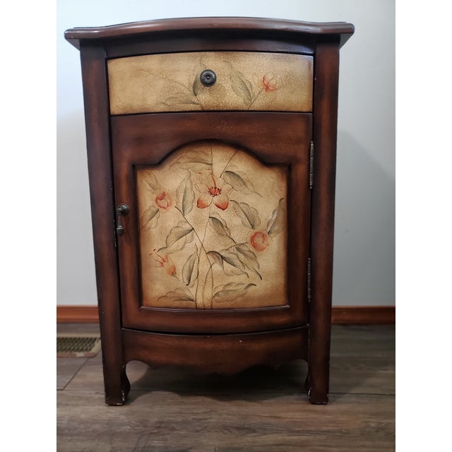 Vintage Accent Cabinet With Hand-Painted Floral Design For Sale - Image 6 of 12