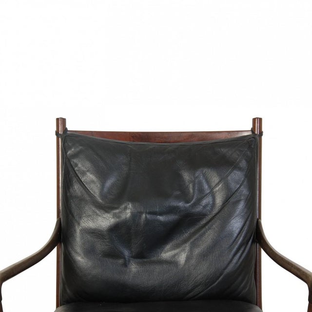 Colonial Chair in Mahogany and Black Leather by Ole Wanscher, 1980s For Sale - Image 3 of 18