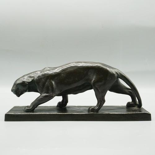 An Art Deco patinated bronze sculpture of a prowling panther by Albert Wille ( 1884 - 1961). Signed 'Wille' to base....