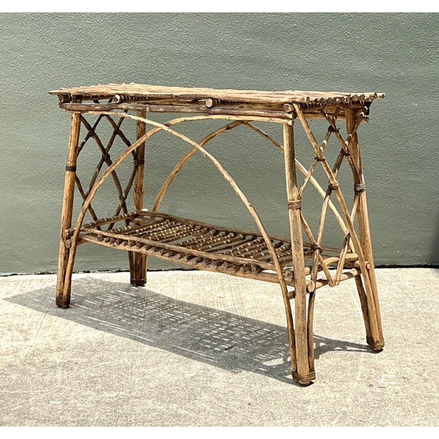 Vintage Adirondack Wood Console Table For Sale - Image 4 of 15