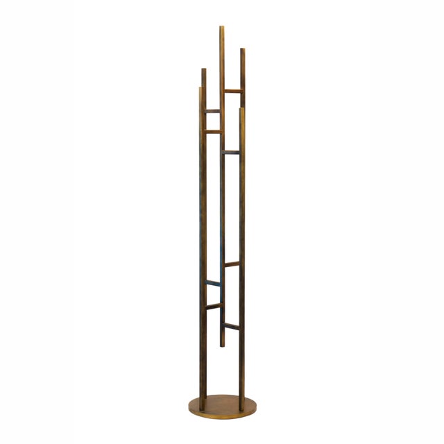 Metal Italian Freestanding Becrux Coat Rack in Burnished Metal For Sale - Image 7 of 7